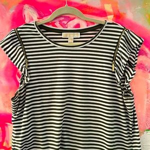 Michael Kors stretchy puff sleeve brown/white stripes adorable dress.